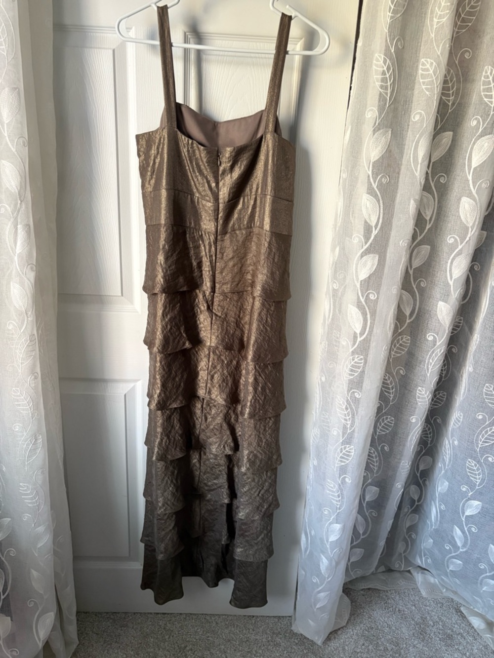 R&M Richards size 14 layered Tiered Evening maxi Dress Embroidered Waist one pc - Picture 6 of 10